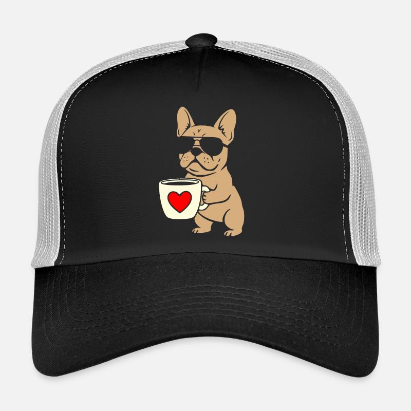 Frenchie Kaffee Flat Design Trucker Cap