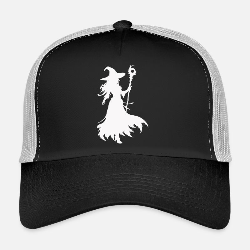 Hexen Silhouette mit Stab - Trucker Cap - Schwarz/Steingrau