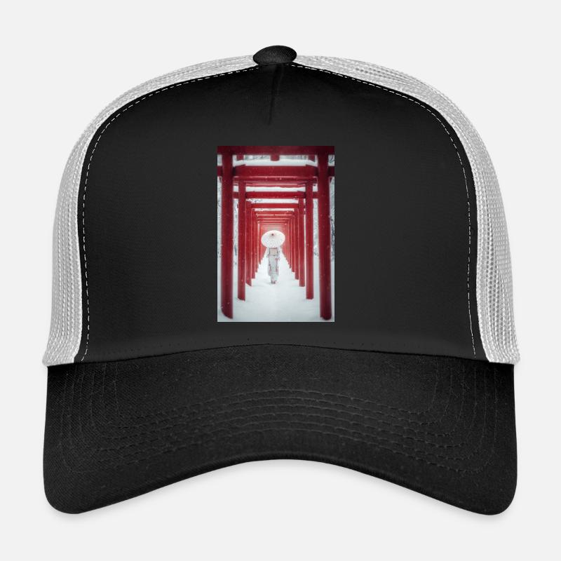 Roter Torii Schneepfad-Kimono Trucker Cap