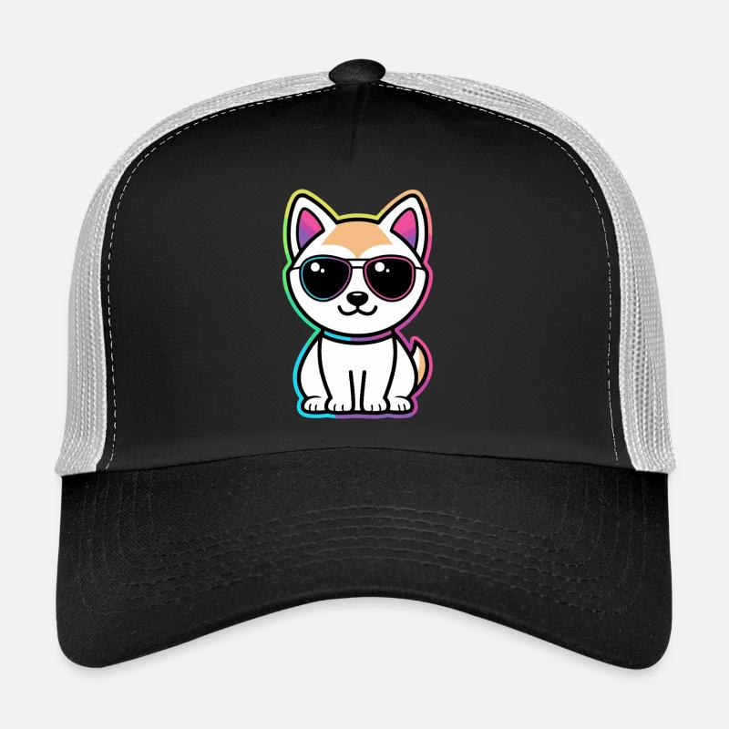 Cat Neon Rainbow Glasses Trucker Cap