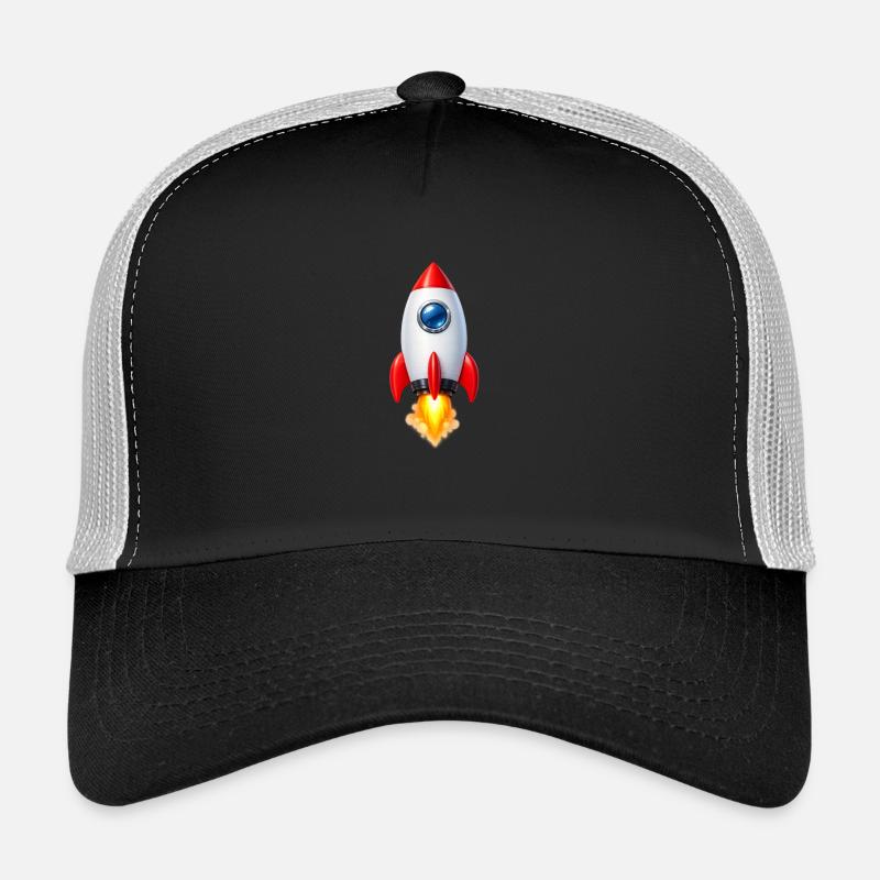 Design rétro Rocket joyeux - Casquette trucker  - noir/gris pierre