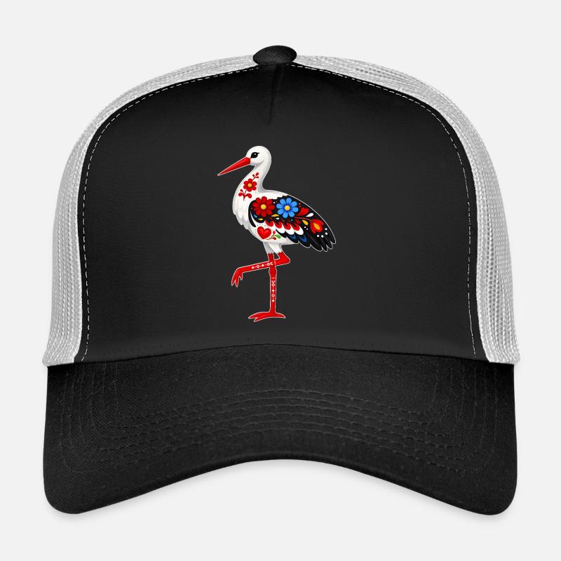 Volksstorch, der auf einem Bein steht Trucker Cap