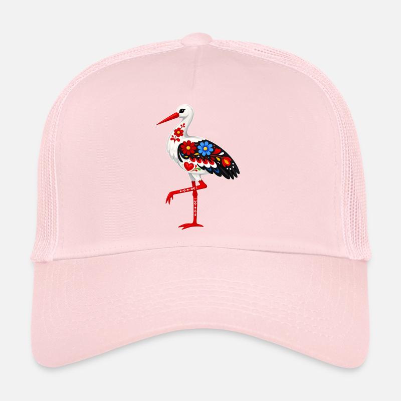 Folk Stork standing on one leg Trucker Cap