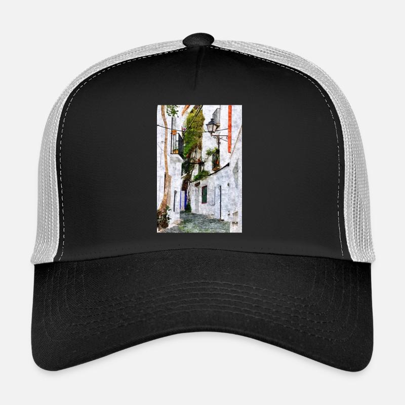 Schöne Stadt Cadaques in Spanien - Trucker Cap - Schwarz/Steingrau