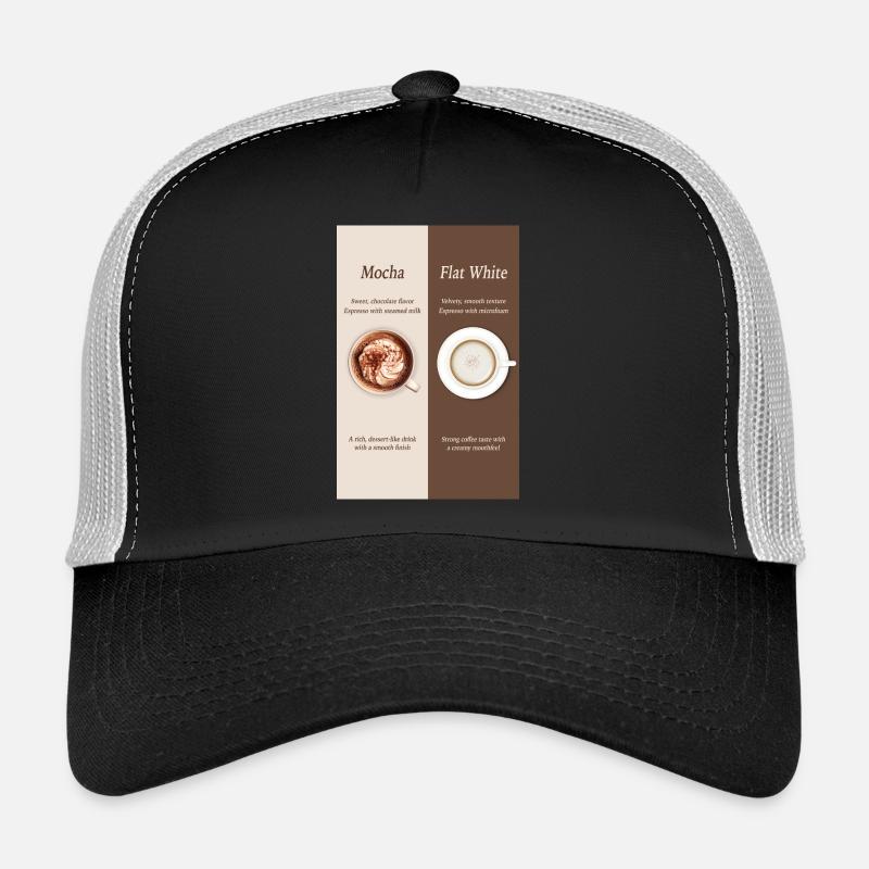 Affiche Moka vs café blanc plat Casquette trucker 