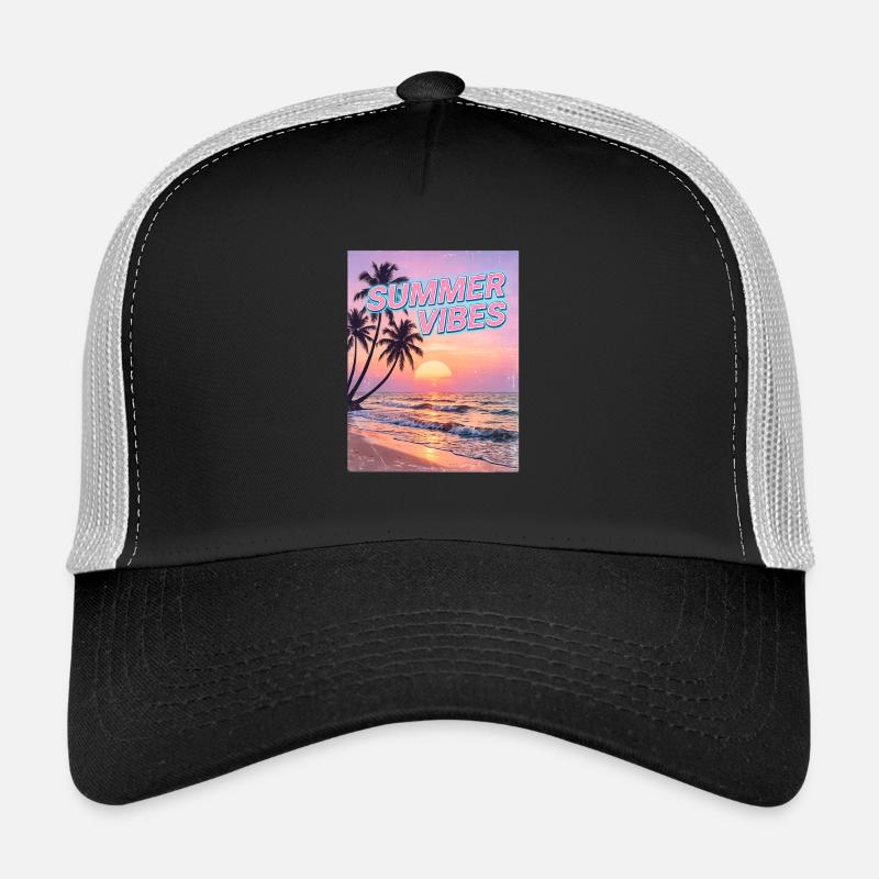 Summer Vibes Retro Sunset Beach - Trucker Cap - black/stone grey