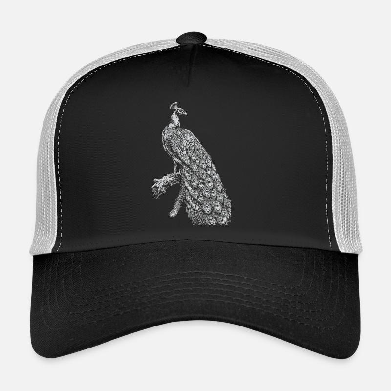 Peacock Lace on Black Trucker Cap