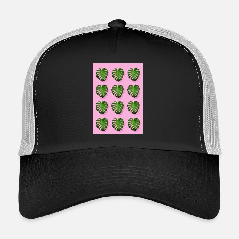 Feuille tropicale rose de Monstera Casquette trucker 