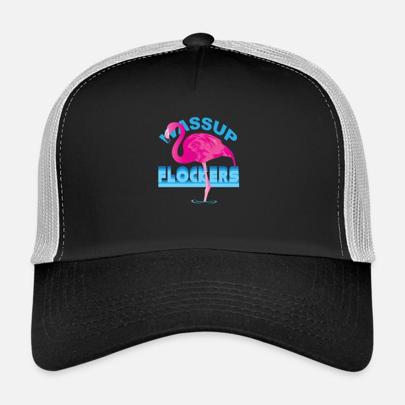 Wassup Flockers Comic Flamingo Trend Fun Geschenk - Trucker Cap - Schwarz/Steingrau