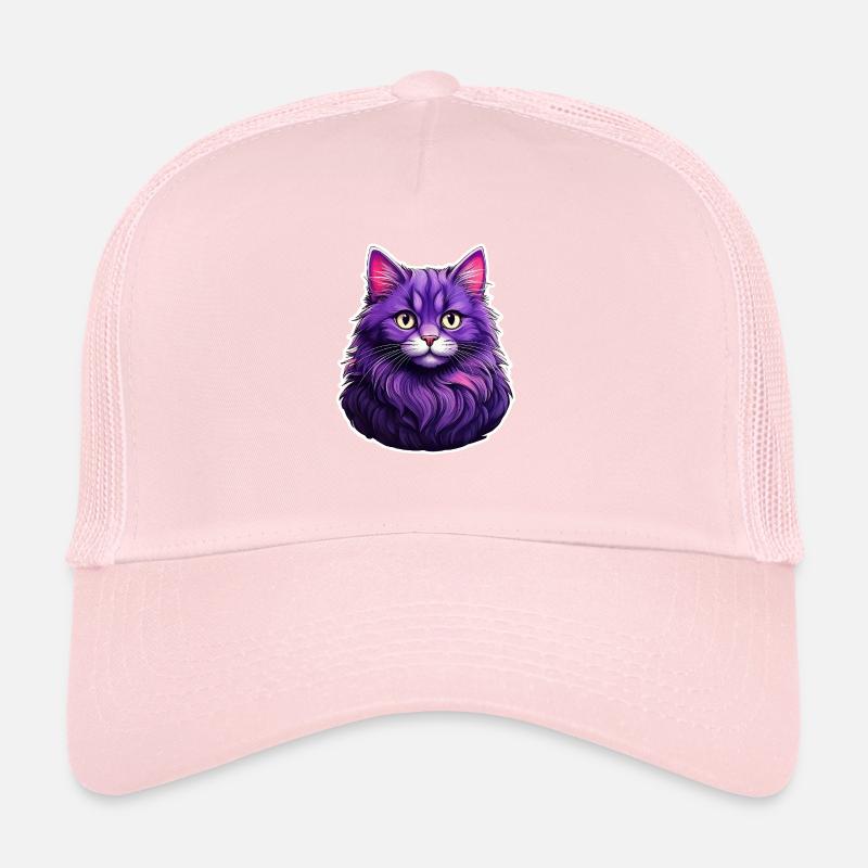 Chat Design Moderne Violet Casquette trucker 