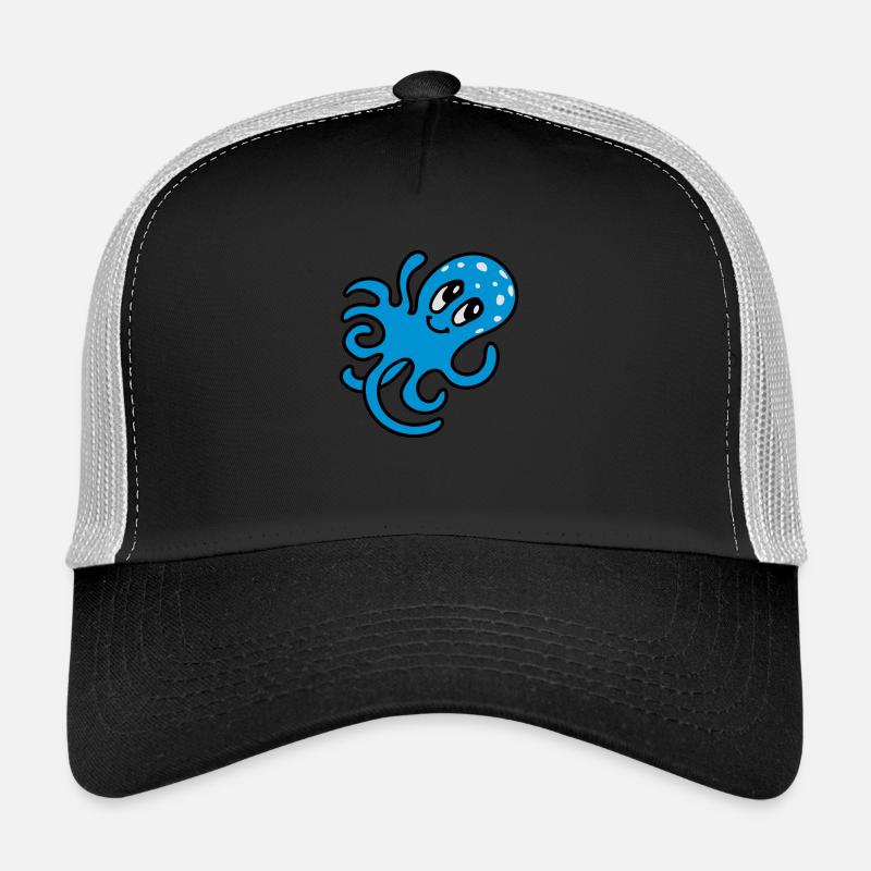 Krake - Tintenfisch 3 - Trucker Cap - Schwarz/Steingrau
