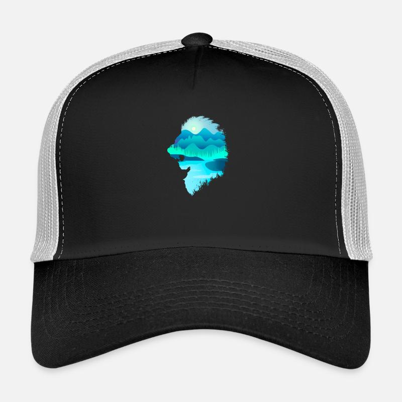 Löwe am Abend kurz vor der Jagt - Trucker Cap - Schwarz/Steingrau