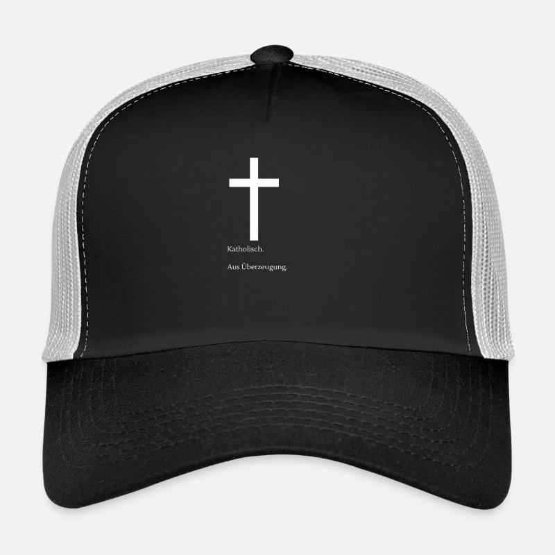 Catholic. Of conviction. - Trucker Cap - black/stone grey