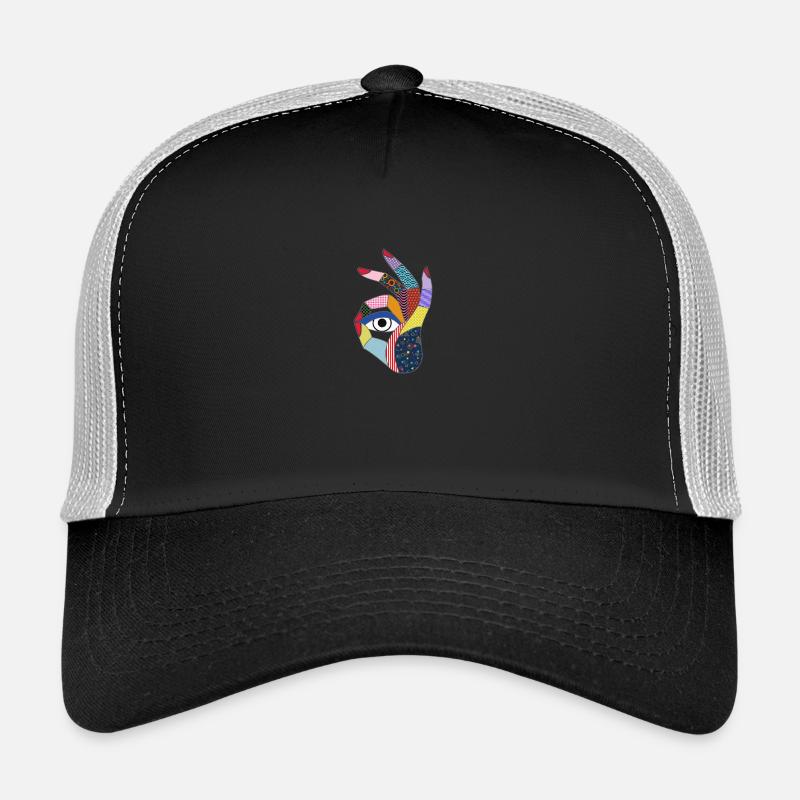 yeux regarde à travers une main dans le pop art style Casquette trucker 