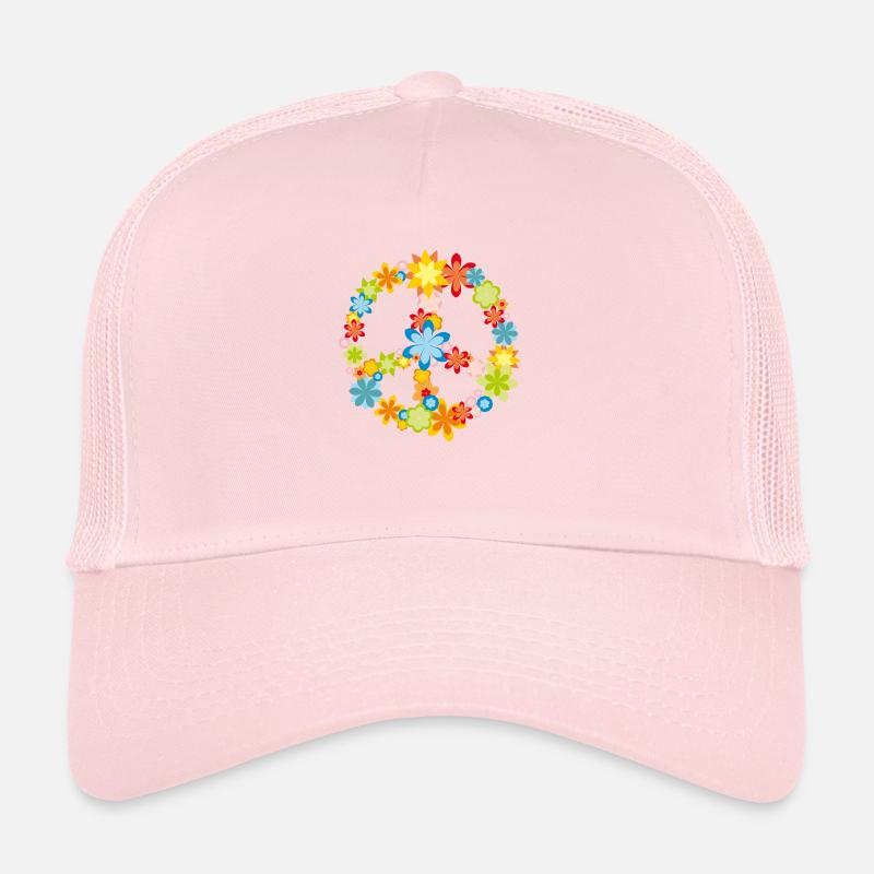 Peace / Paix symbole de fleurs Casquette trucker 