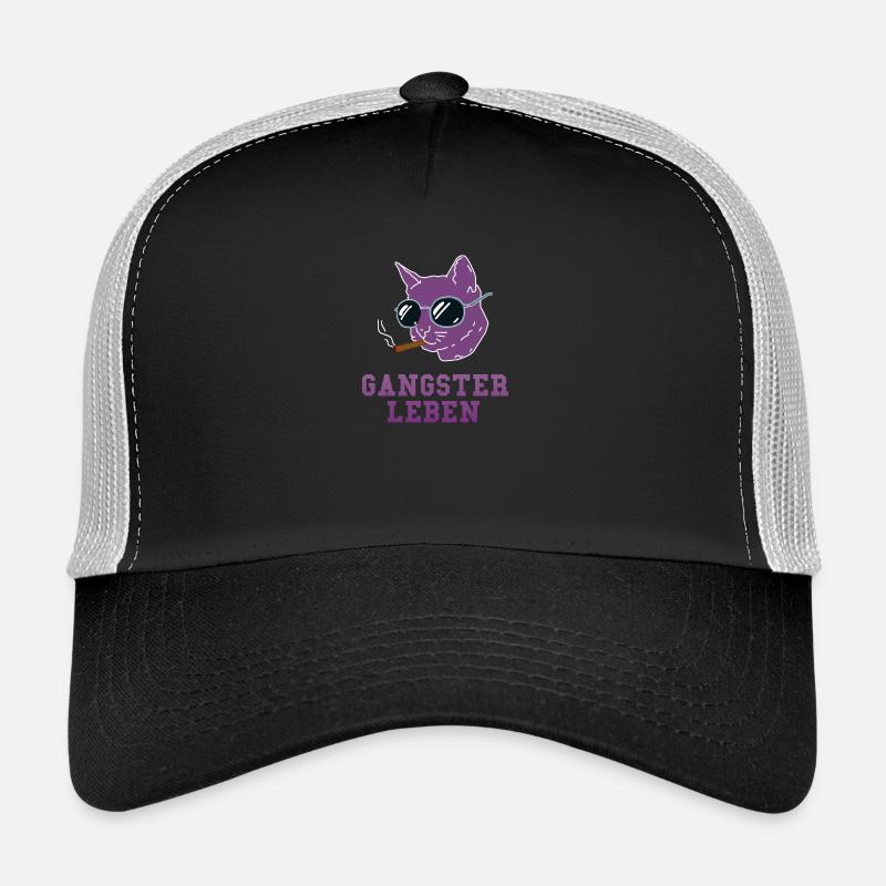 Gangster Cat - Trucker Cap - Schwarz/Steingrau