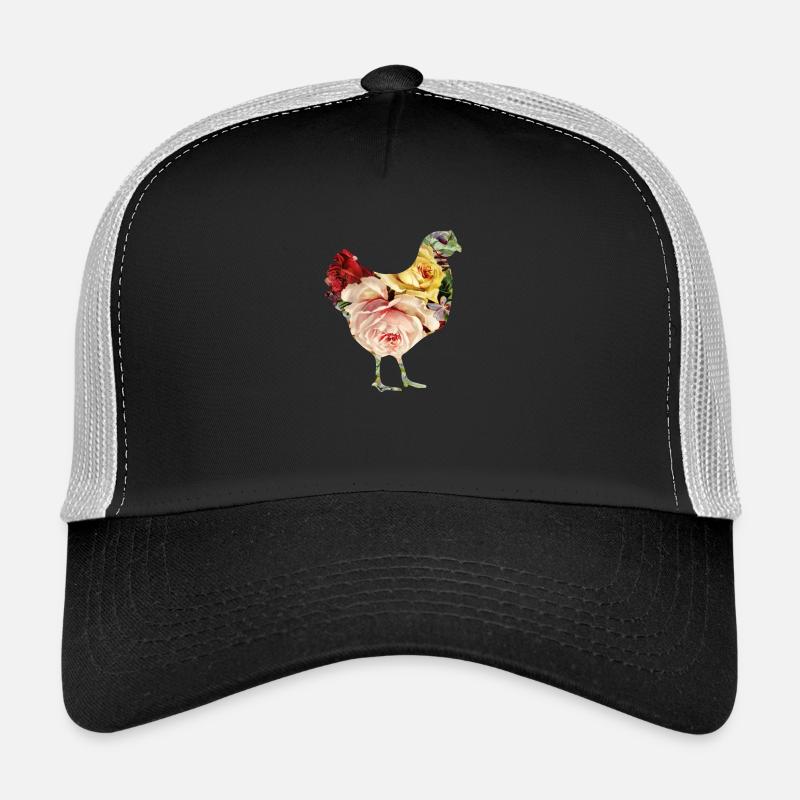 Blumen-Huhn - Trucker Cap - Schwarz/Steingrau