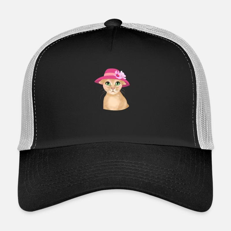 Cat with hat and flower Trucker Cap