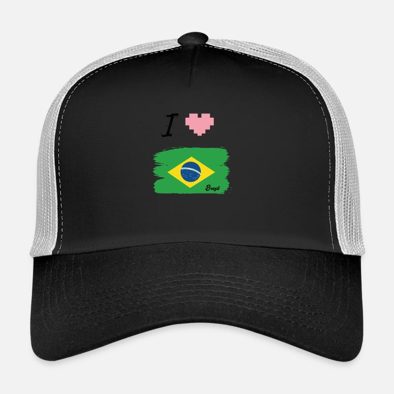 ♡ I love Brasilien Tshirt ♡ - Trucker Cap - Schwarz/Steingrau