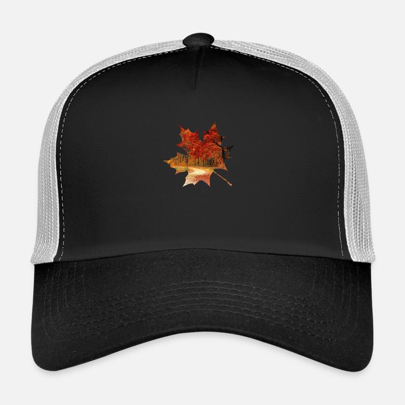 Feuillage de forêt de feuille d'érable automne - Casquette trucker  - noir/gris pierre