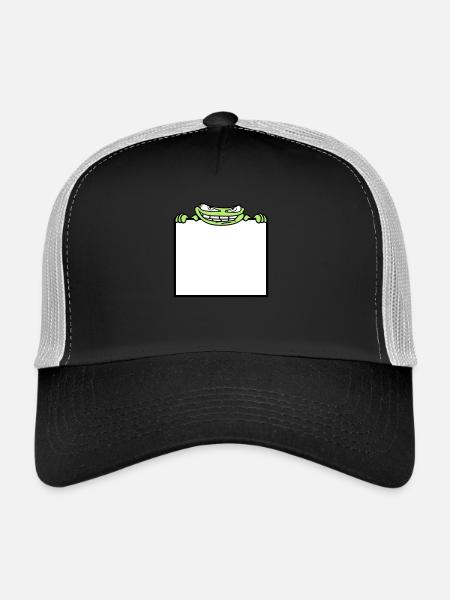 frog shield hide frame text write mau - Trucker Cap - black/stone grey - Front