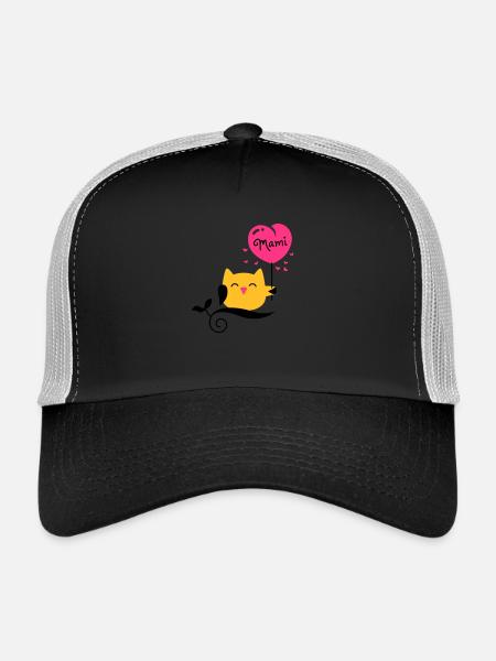 owl - owl - uhu - kauz - Mami - Mommy - 3C - Trucker Cap - black/stone grey - Front