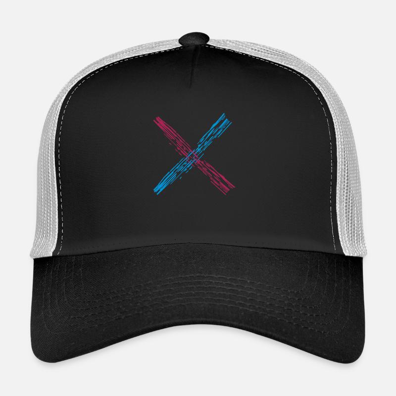 croix x forme couleur sale eclatures grattées colorées Casquette trucker 