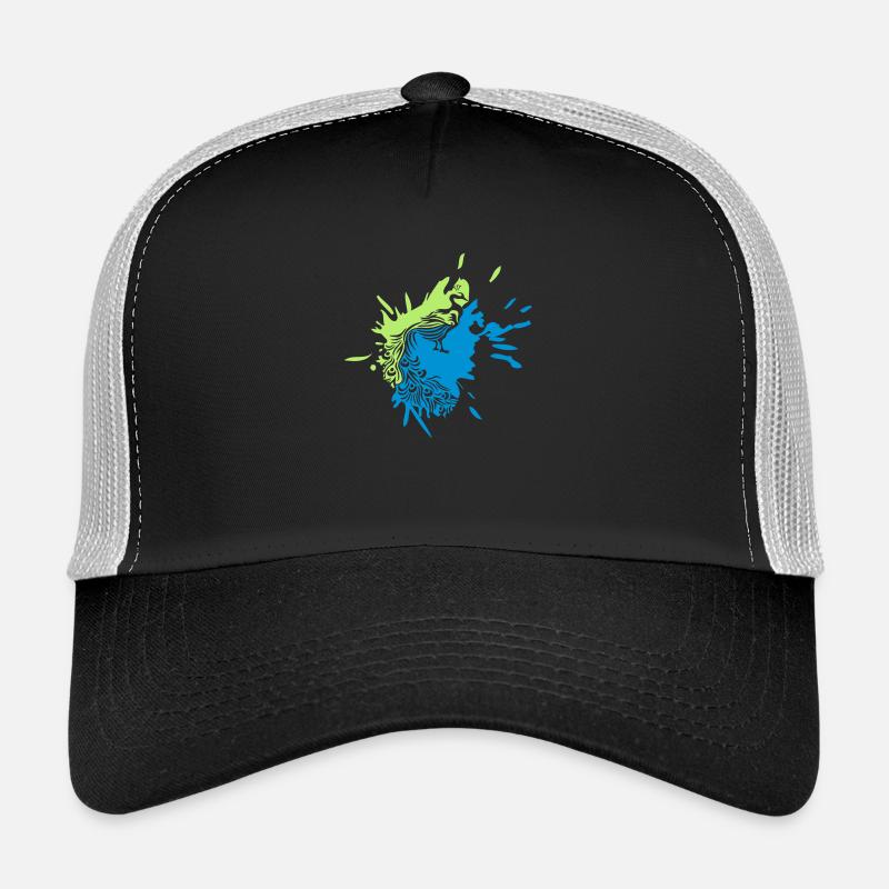 drop color blob splatter decorative bird silh Trucker Cap