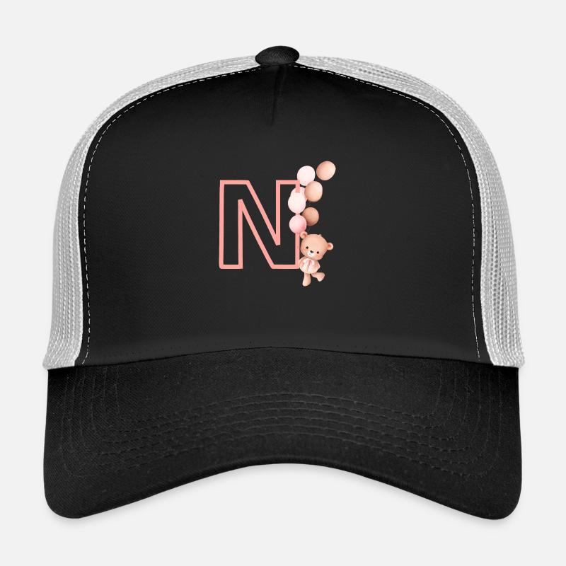 Lettre n rose ours Casquette trucker 