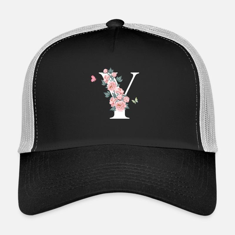 Buchstaben und rosa Blumen Trucker Cap