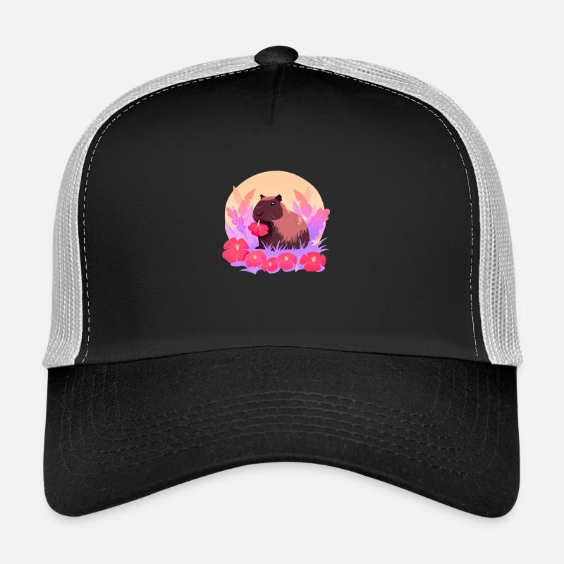 Entzückende Capybara-Illustration mit Blumen Trucker Cap