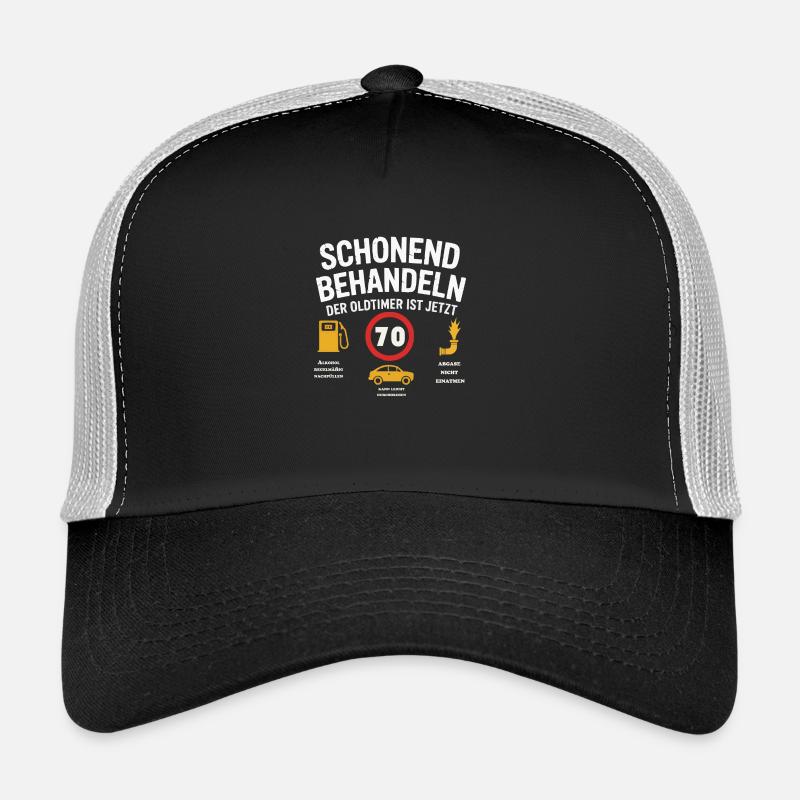 Schonend behandeln Lustiges Oldtimer 70 Geburtstag - Trucker Cap - Schwarz/Steingrau