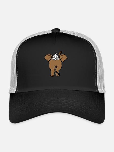 Cat Elephant Walking Team Lying Up 2 Friends Cute - Trucker Cap - black/stone grey - Front