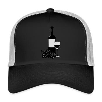 Wein - Trucker Cap - Schwarz/Steingrau - Vorne