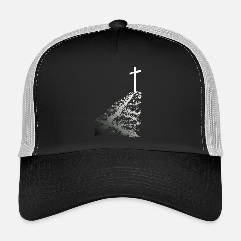 White cross with shadow Trucker Cap