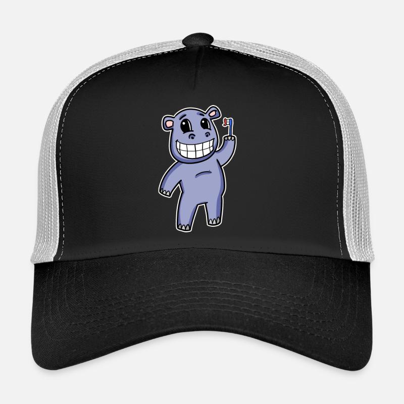 Hippopotame avec brosse à dents Casquette trucker 