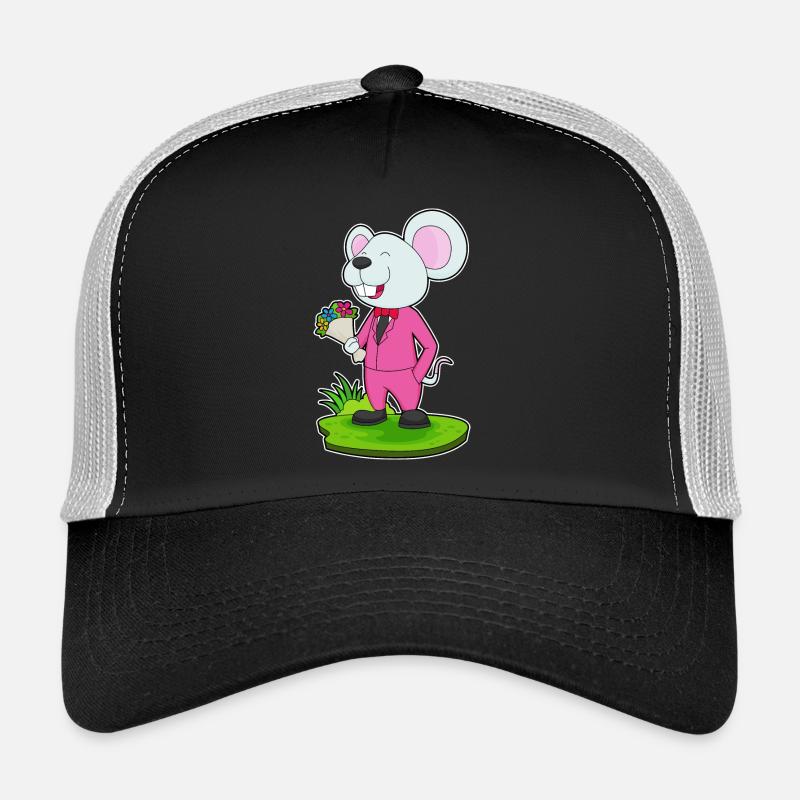 Mariage de fleurs de marié de souris - Casquette trucker  - noir/gris pierre