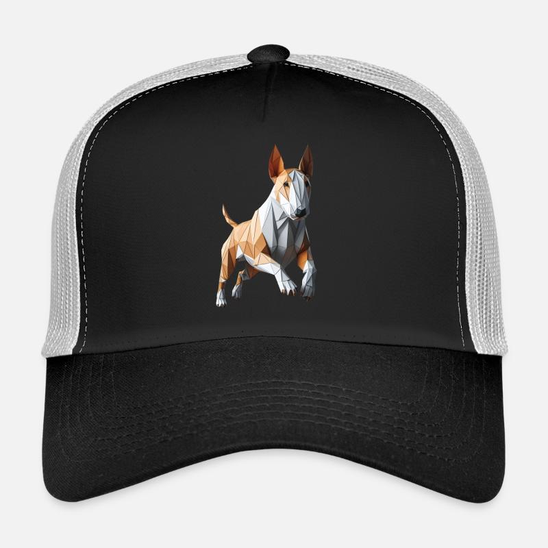 Bullterrier läuft geometrisches 3D-Origami Trucker Cap