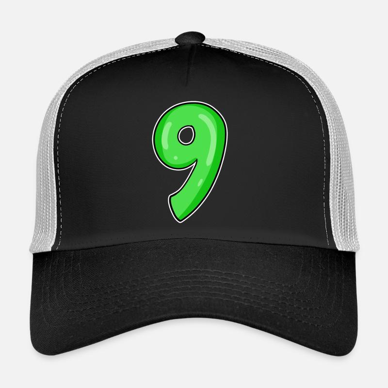 Number 9 - Nine - 9 Motif Trucker Cap