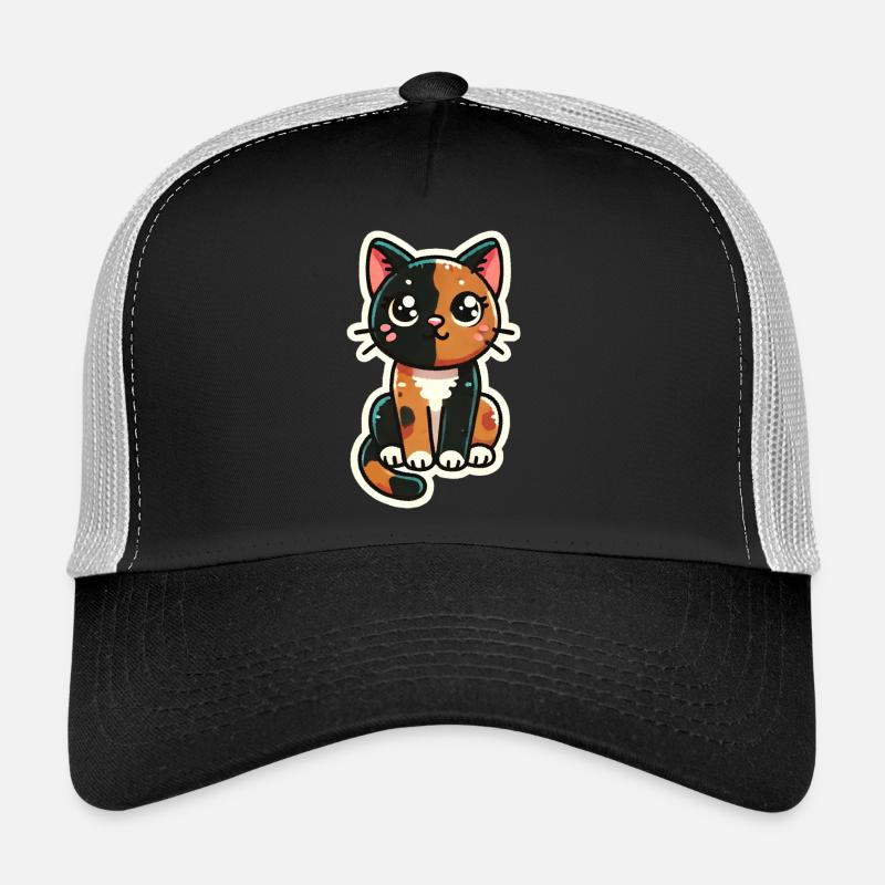 Mignon Écaille de tortue / tricolore Le chat est bien assis Casquette trucker 