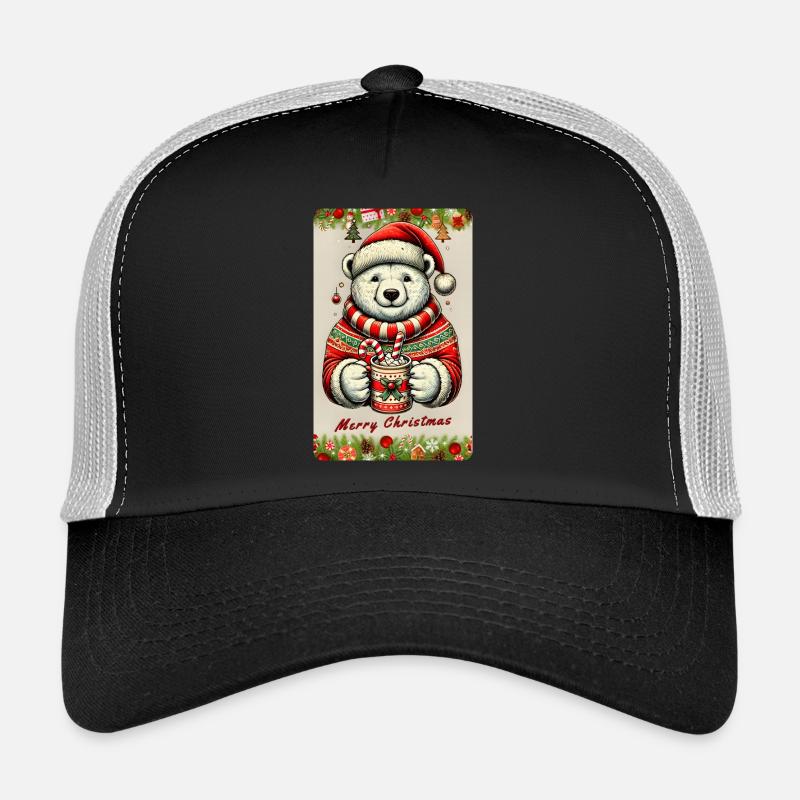Christmas polar bear with hot chocolate - Trucker Cap - black/stone grey
