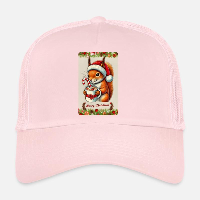Weihnachts-Eichhörnchen mit heißer Schokolade Trucker Cap