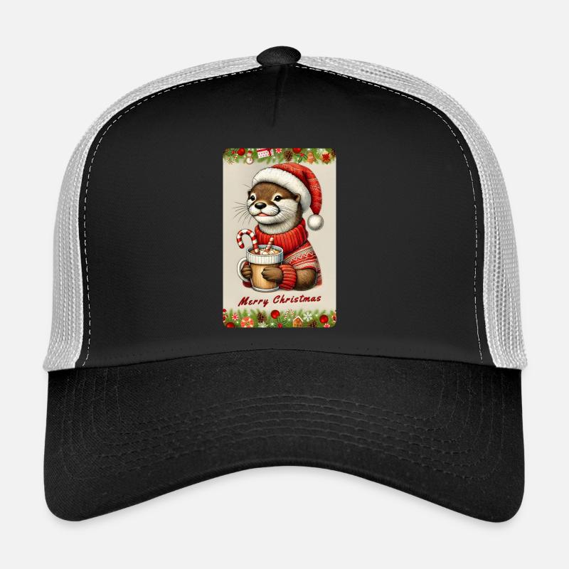 Christmas otter with hot chocolate Trucker Cap