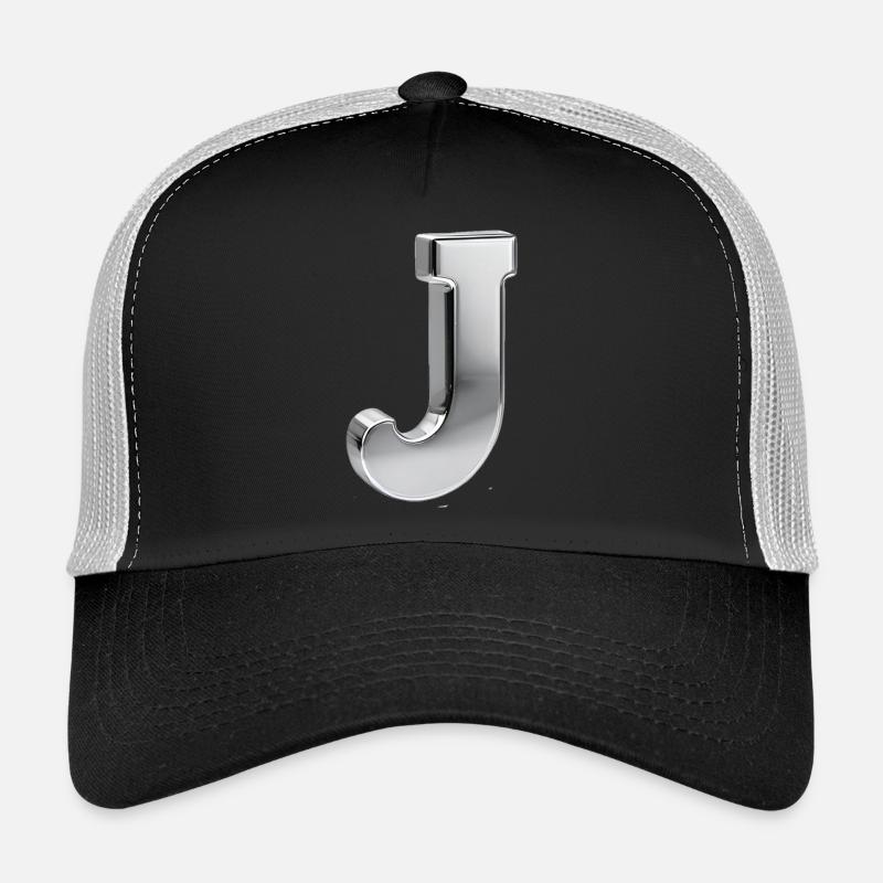 Chrome ,, J " Metallic - Trucker Cap - Schwarz/Steingrau