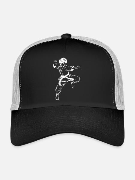 Karate Junge Skizze - Trucker Cap - Schwarz/Steingrau - Vorne