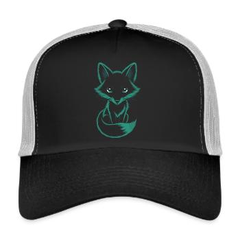 Mystic Fox in Turquoise - Trucker Cap - black/stone grey - Front