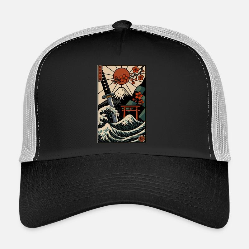 Japanese print - Trucker Cap - black/stone grey