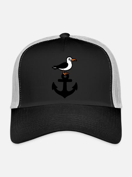 Anker Möwe Hafen - Trucker Cap - black/stone grey - Front