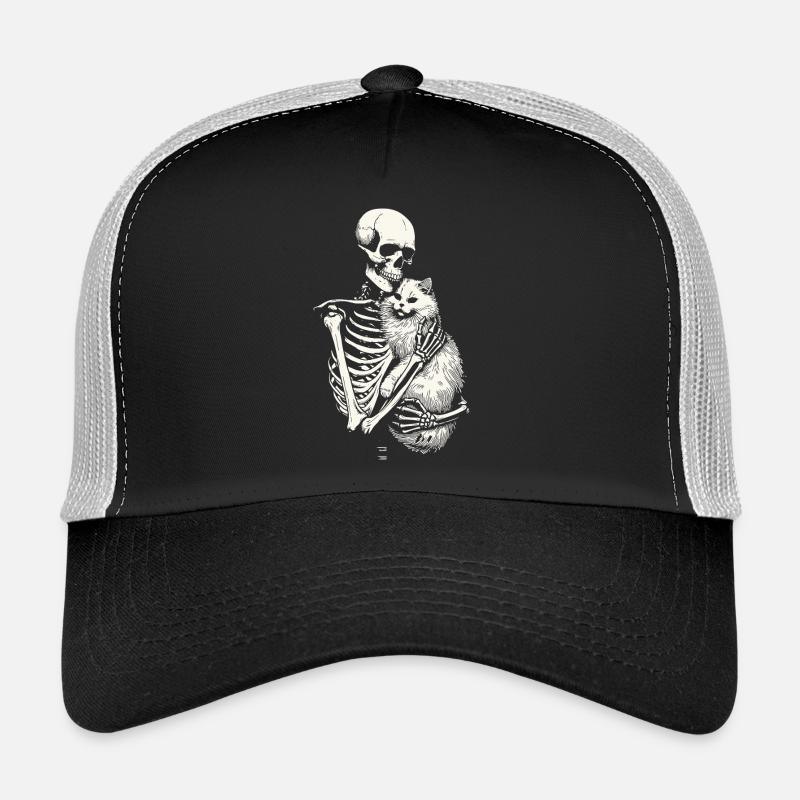 Skeleton hugging cat Trucker Cap