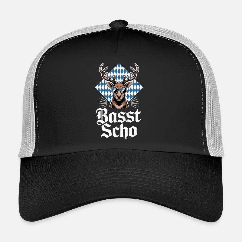 Elch Bayerischer Hirsch Sonnenbrille Basst Scho - Trucker Cap - Schwarz/Steingrau